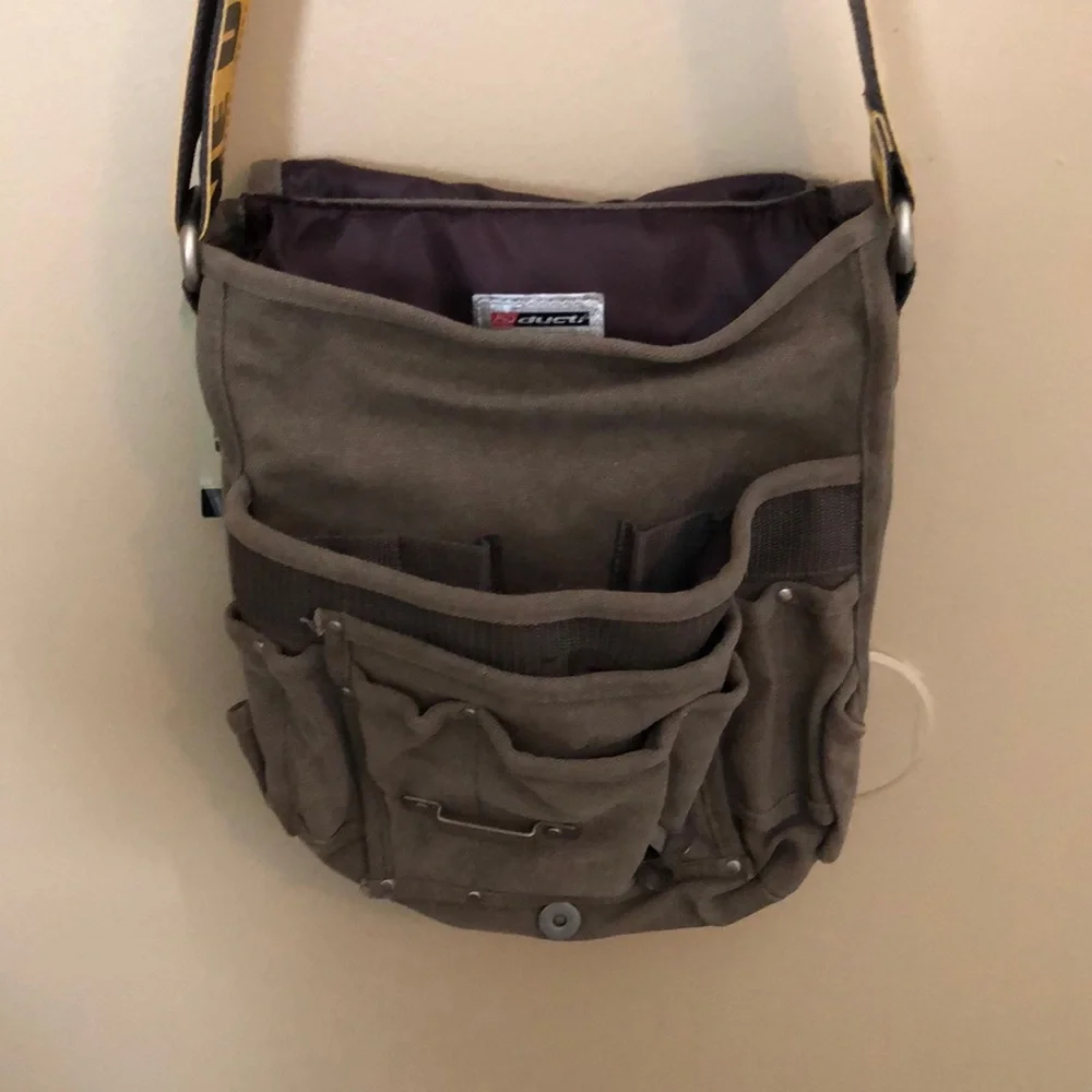Police Line Accent Tan Shoulder Satchel
